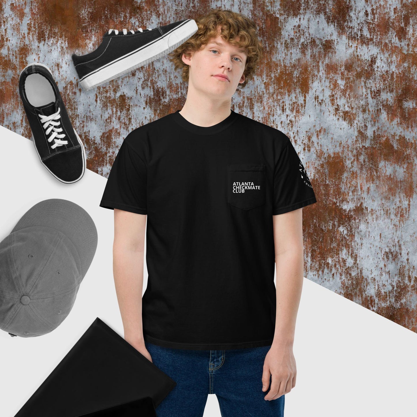 Unisex garment-dyed pocket t-shirt