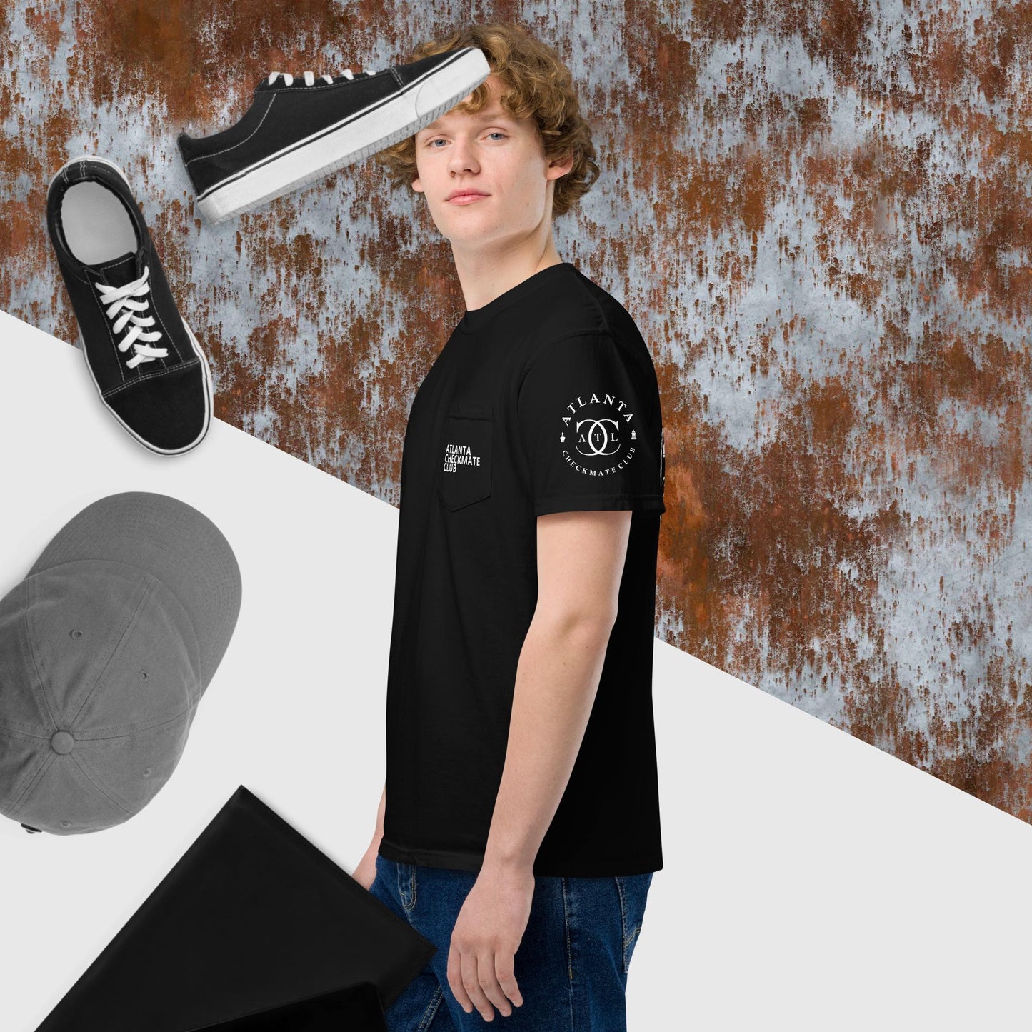 Unisex garment-dyed pocket t-shirt