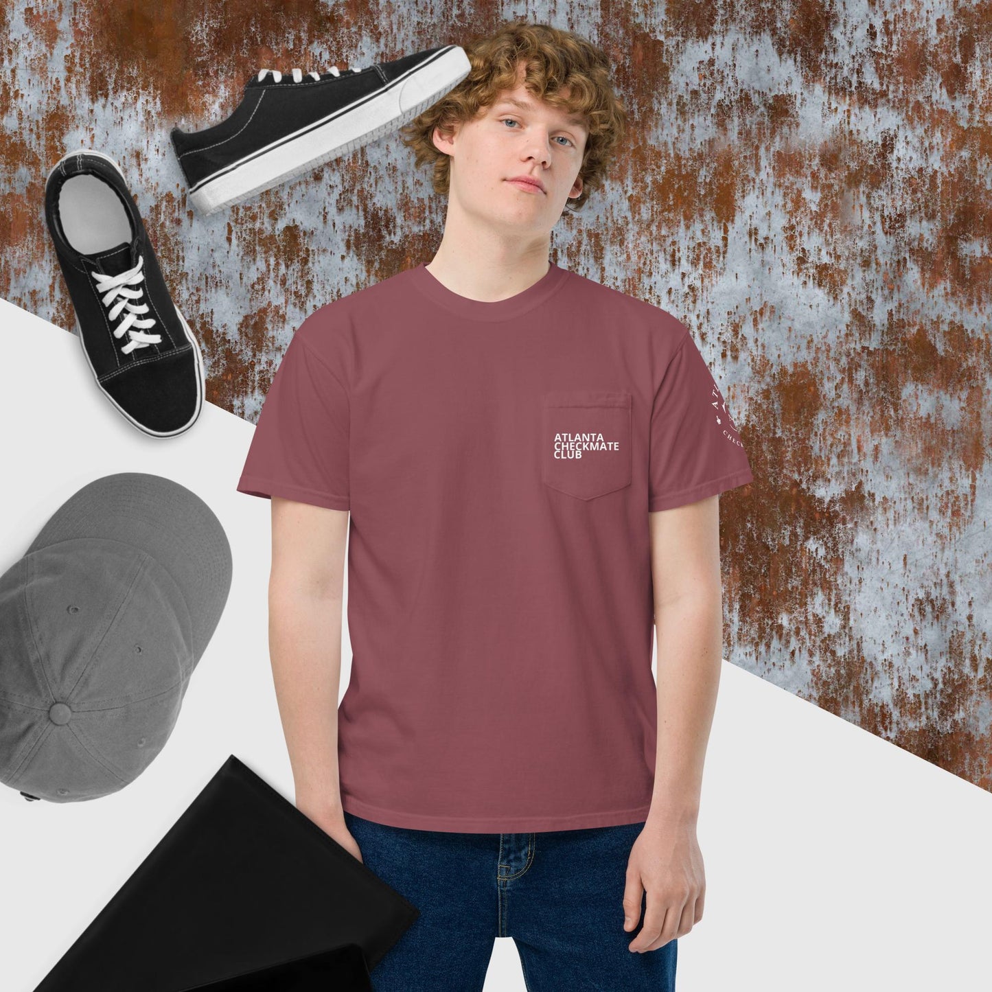 Unisex garment-dyed pocket t-shirt