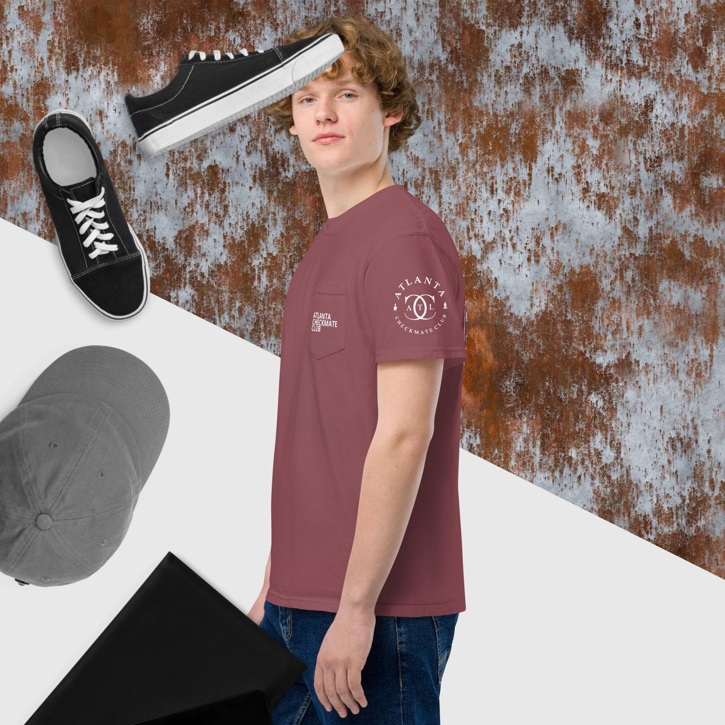 Unisex garment-dyed pocket t-shirt