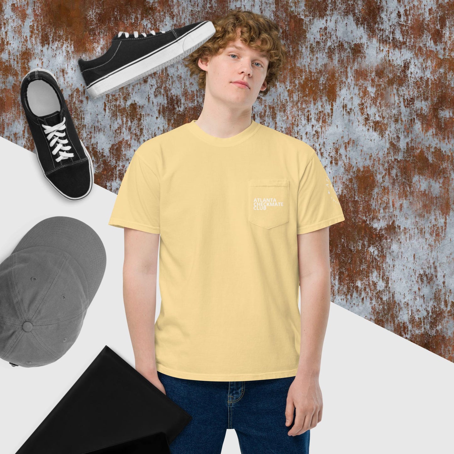 Unisex garment-dyed pocket t-shirt