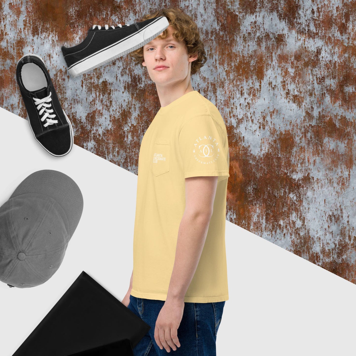 Unisex garment-dyed pocket t-shirt