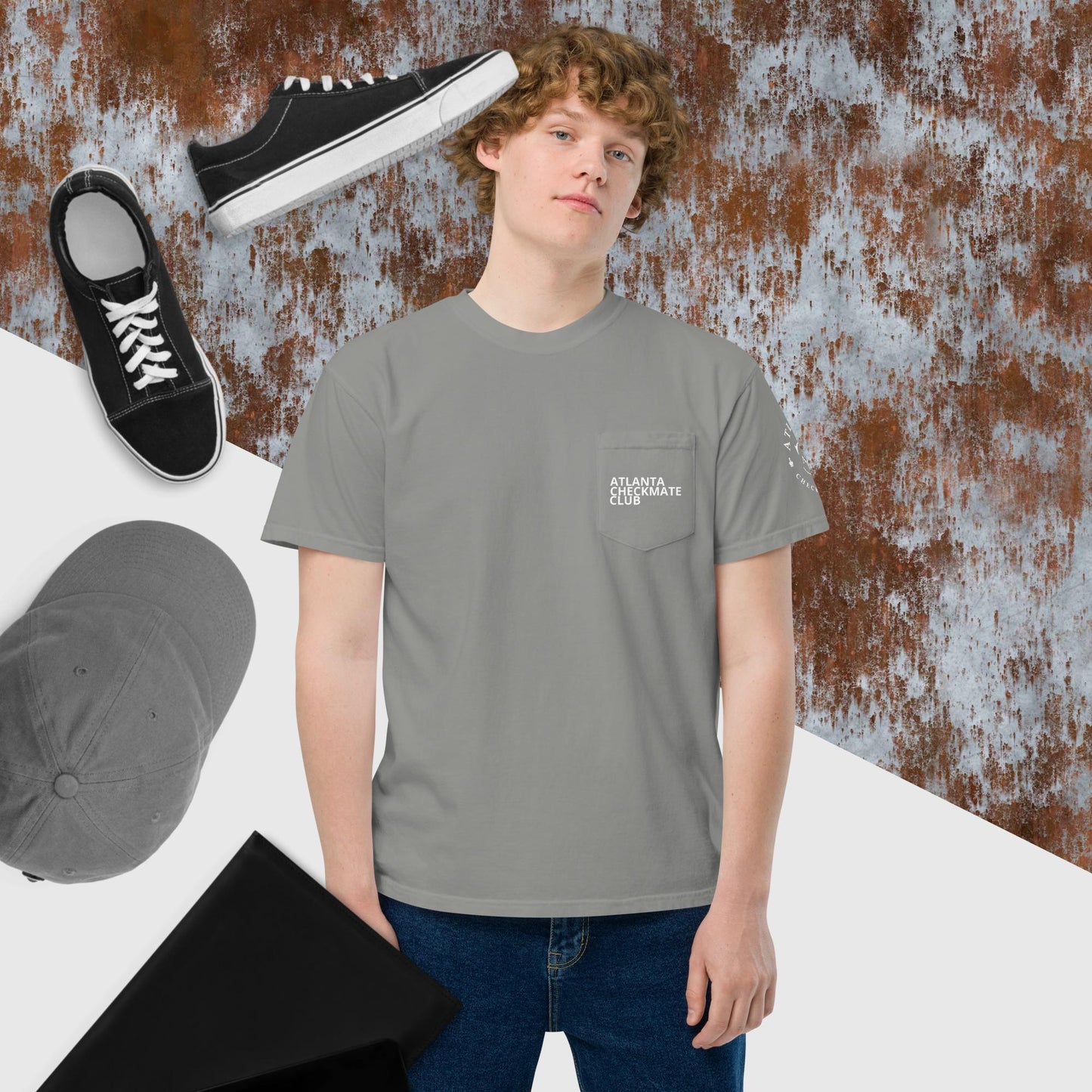 Unisex garment-dyed pocket t-shirt