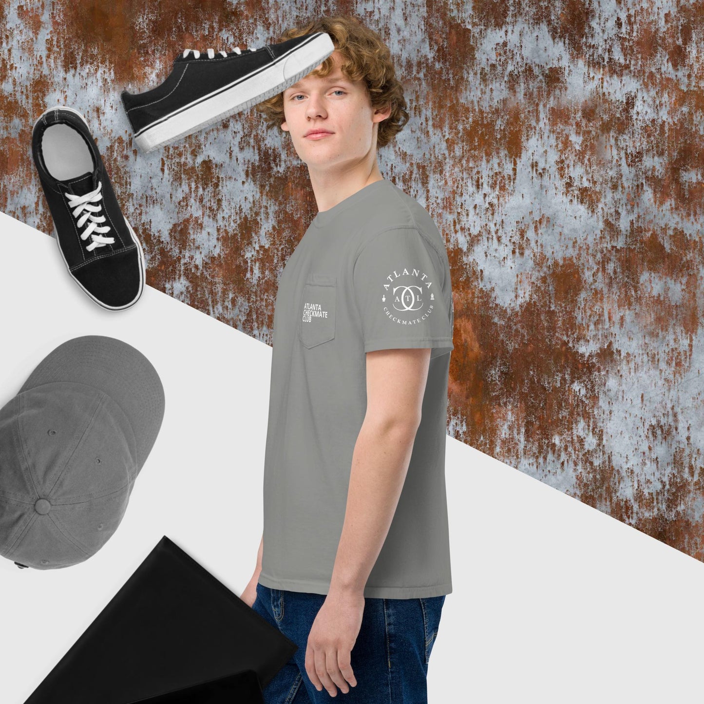 Unisex garment-dyed pocket t-shirt