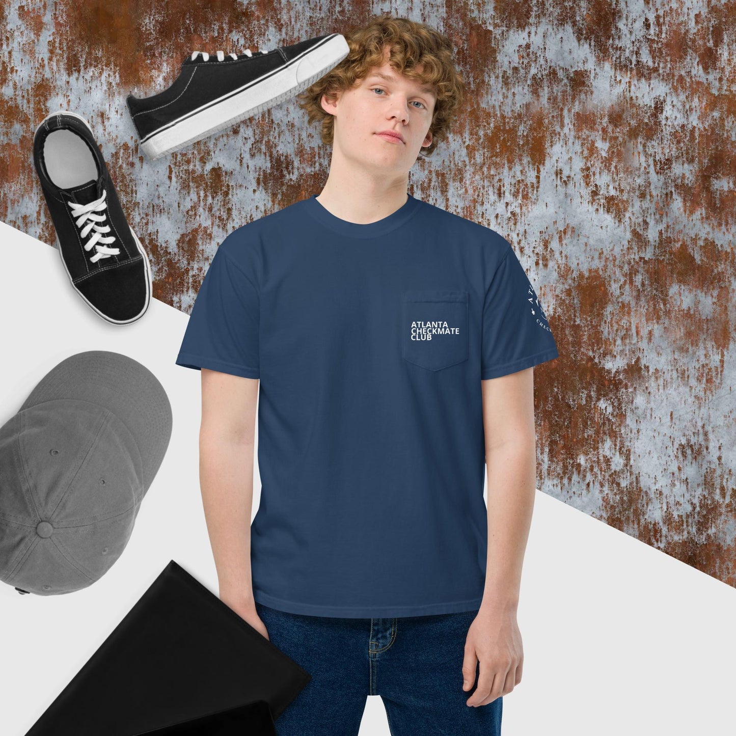 Unisex garment-dyed pocket t-shirt