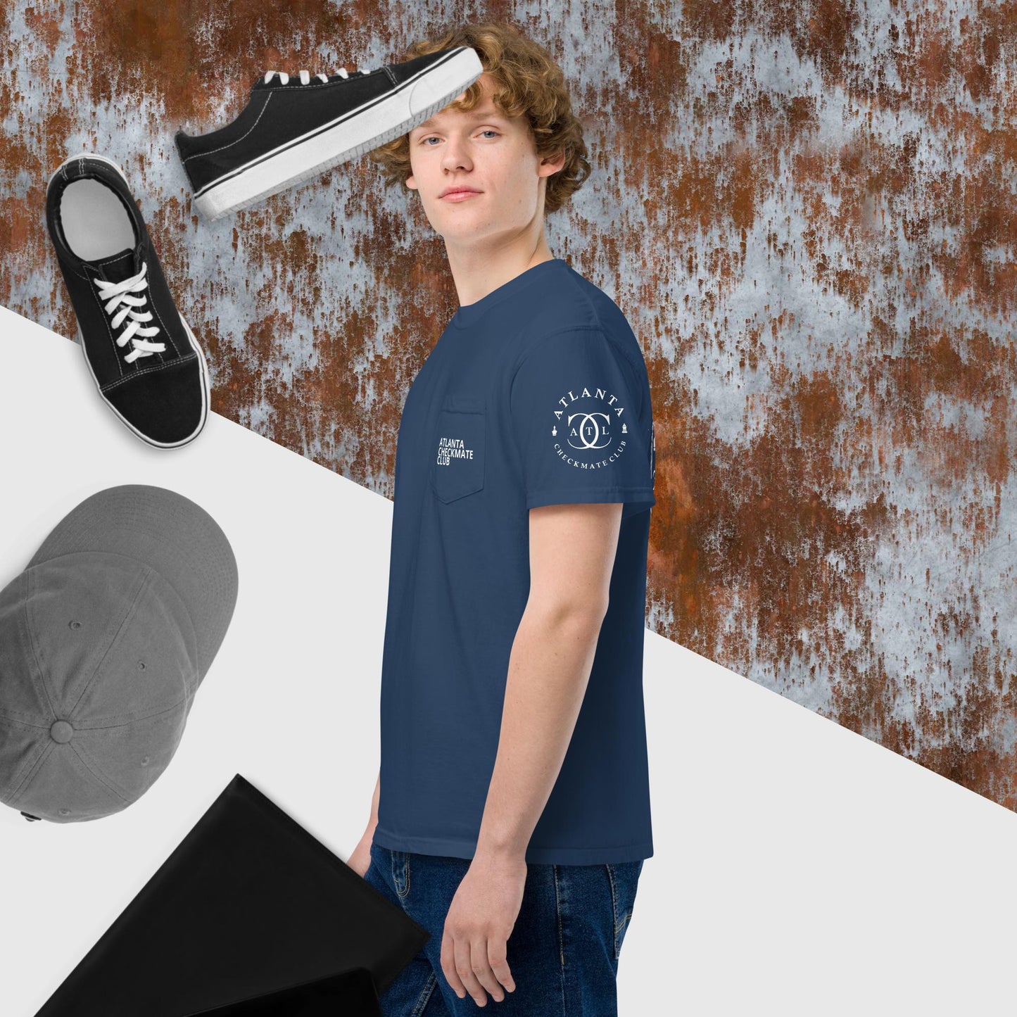 Unisex garment-dyed pocket t-shirt