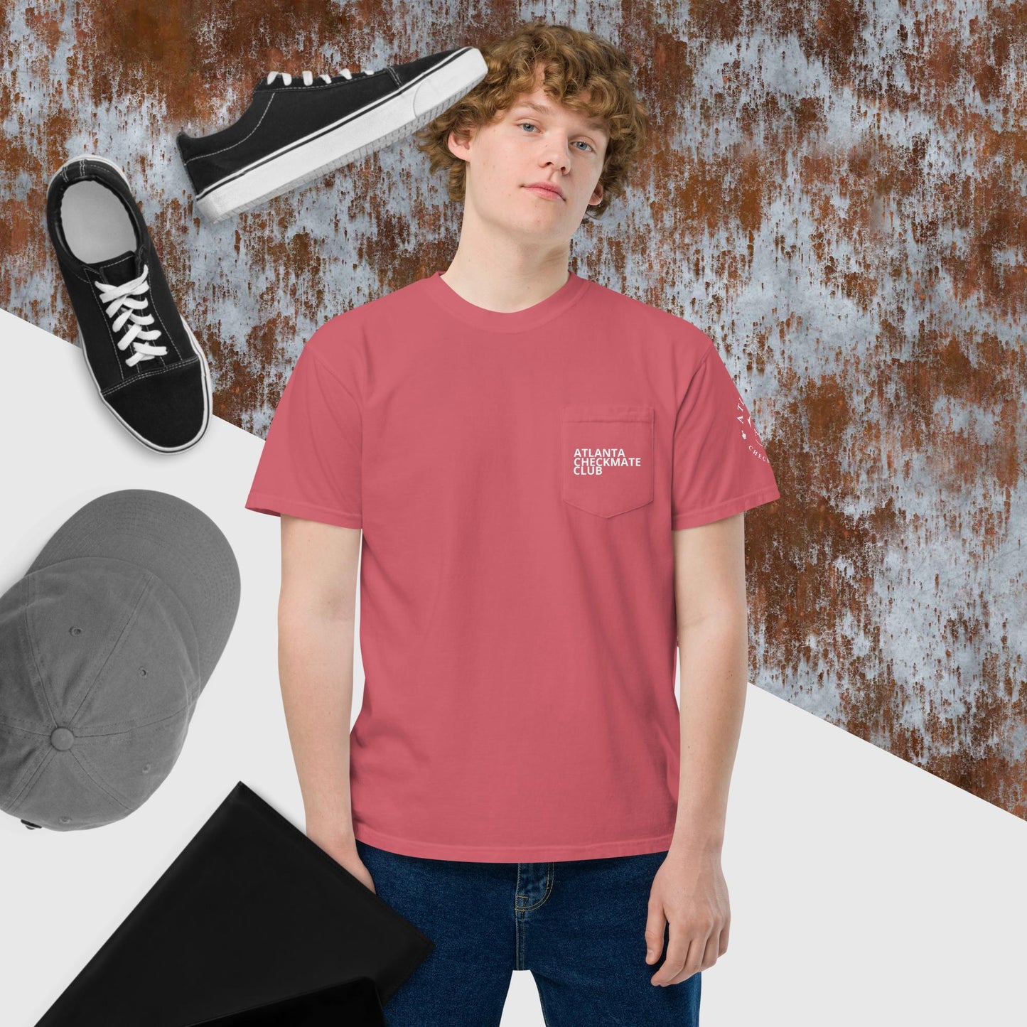 Unisex garment-dyed pocket t-shirt